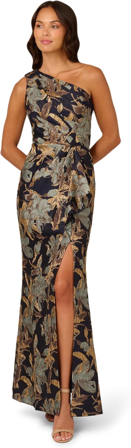 Adrianna Papell Women’s One Shoulder Jacquard Dress